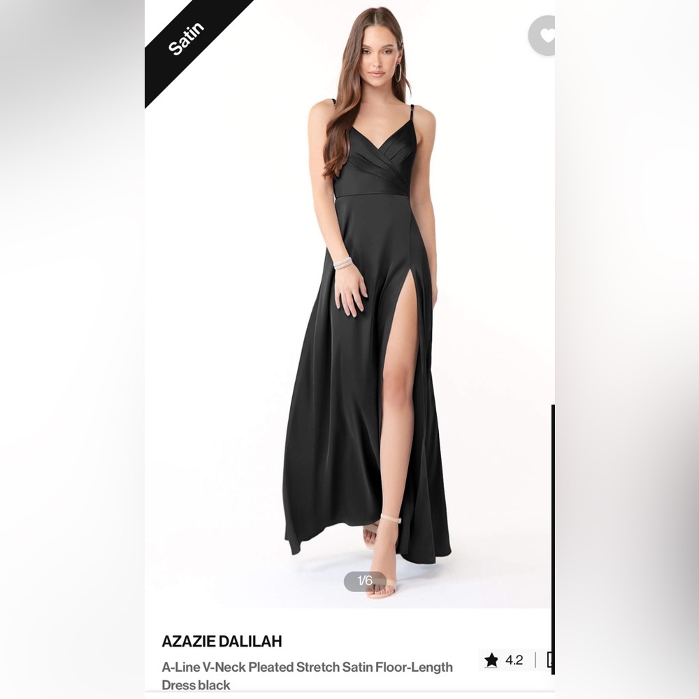 Azazie Dalilah Black Satin Dress